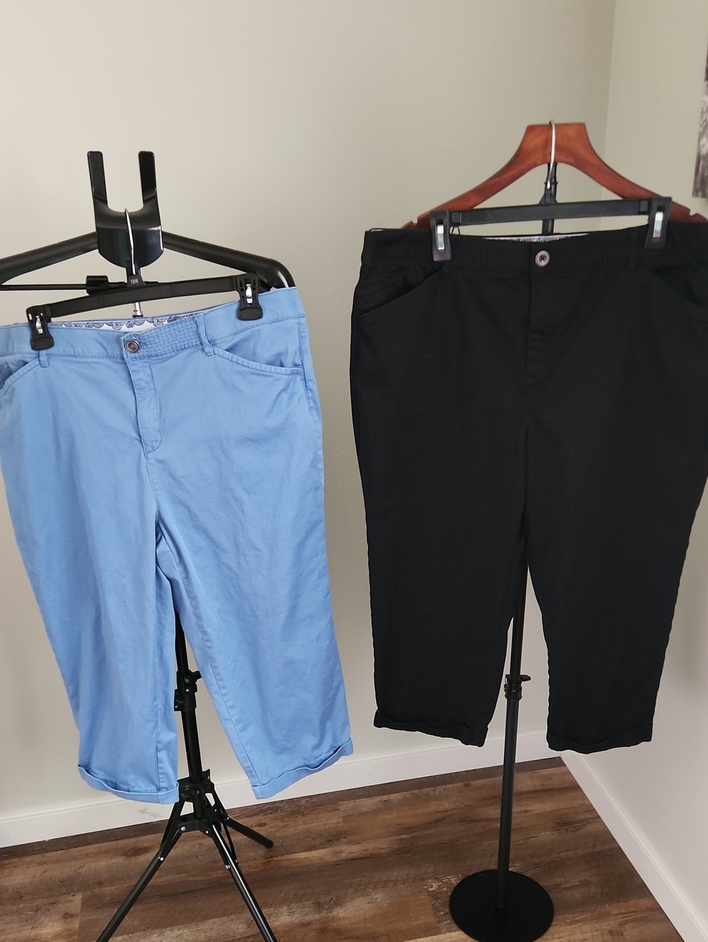 Intro. Love the Fit Capris - 2 pair, Black, Light Blue - 16W
